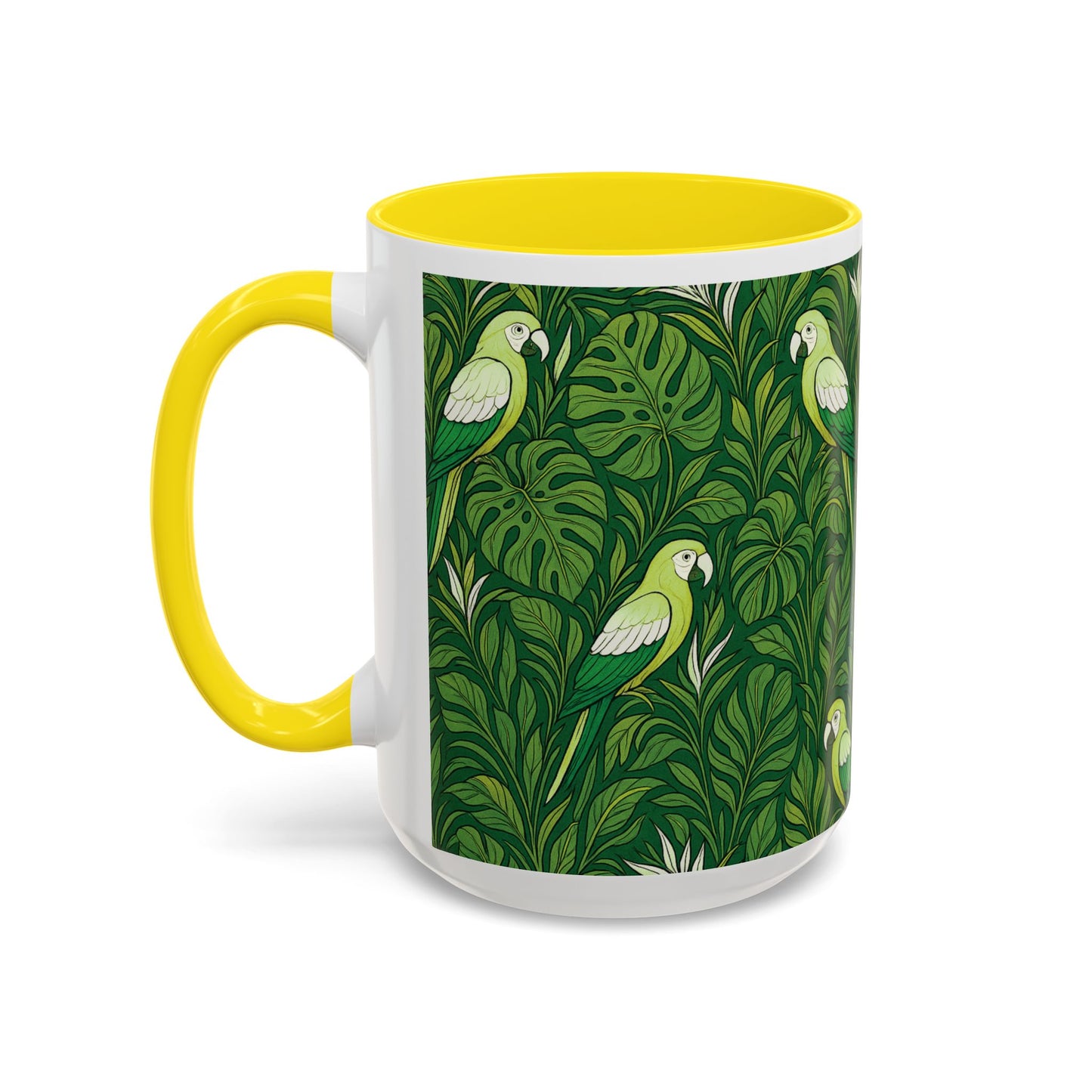 Accent Coffee Mug (11, 15oz), 8 Colors - Parrot Family, Lime