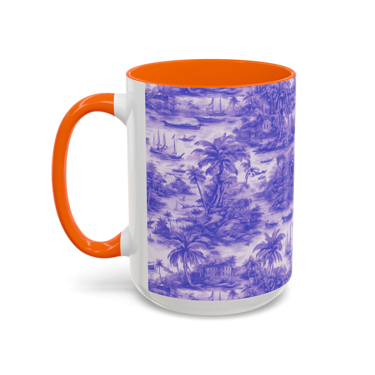 Accent Coffee Mug (11, 15oz), 8 Colors - Tropical Toile #1, purple