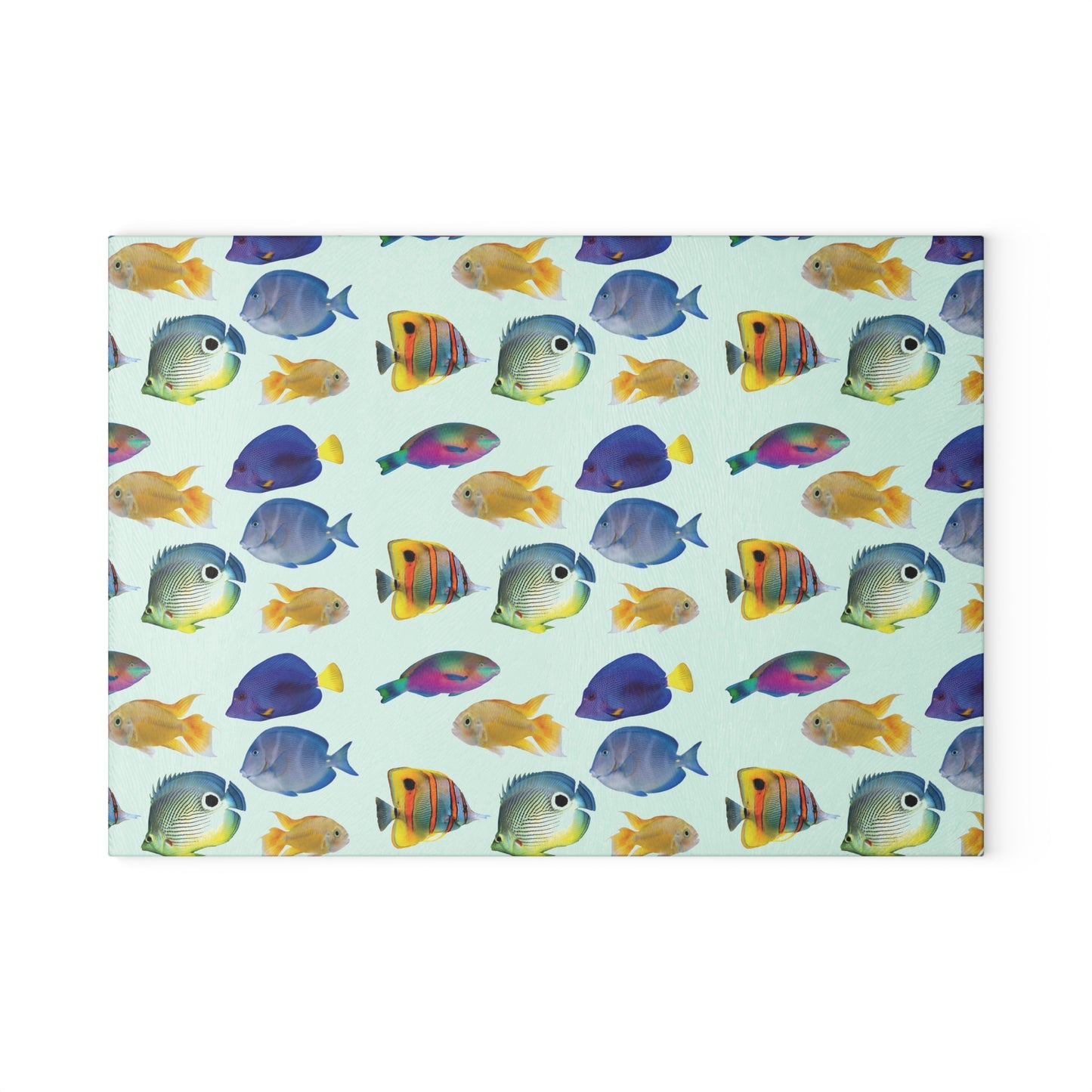 Glass Cutting Board, 2 sizes - School of Fish