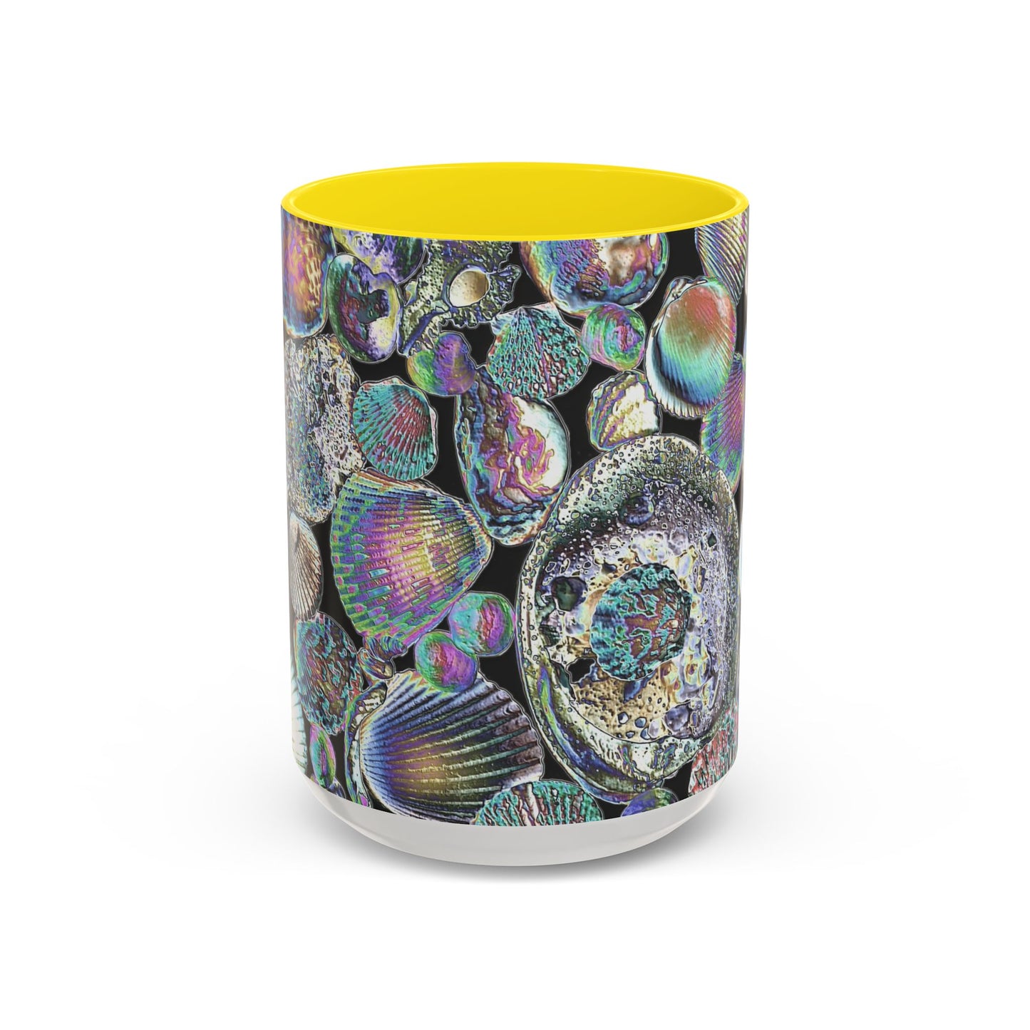 Iridescent Shells Accent Coffee Mug | Unique Sea-Inspired Drinkware / Heatwave Shell Collection