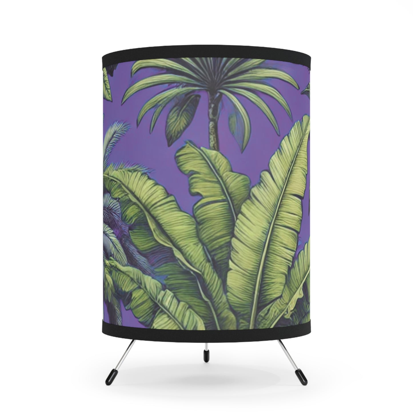 Tropical Fruit/Purple Tripod Lamp with Artistic High-Res Shade - Perfect for Home Décor