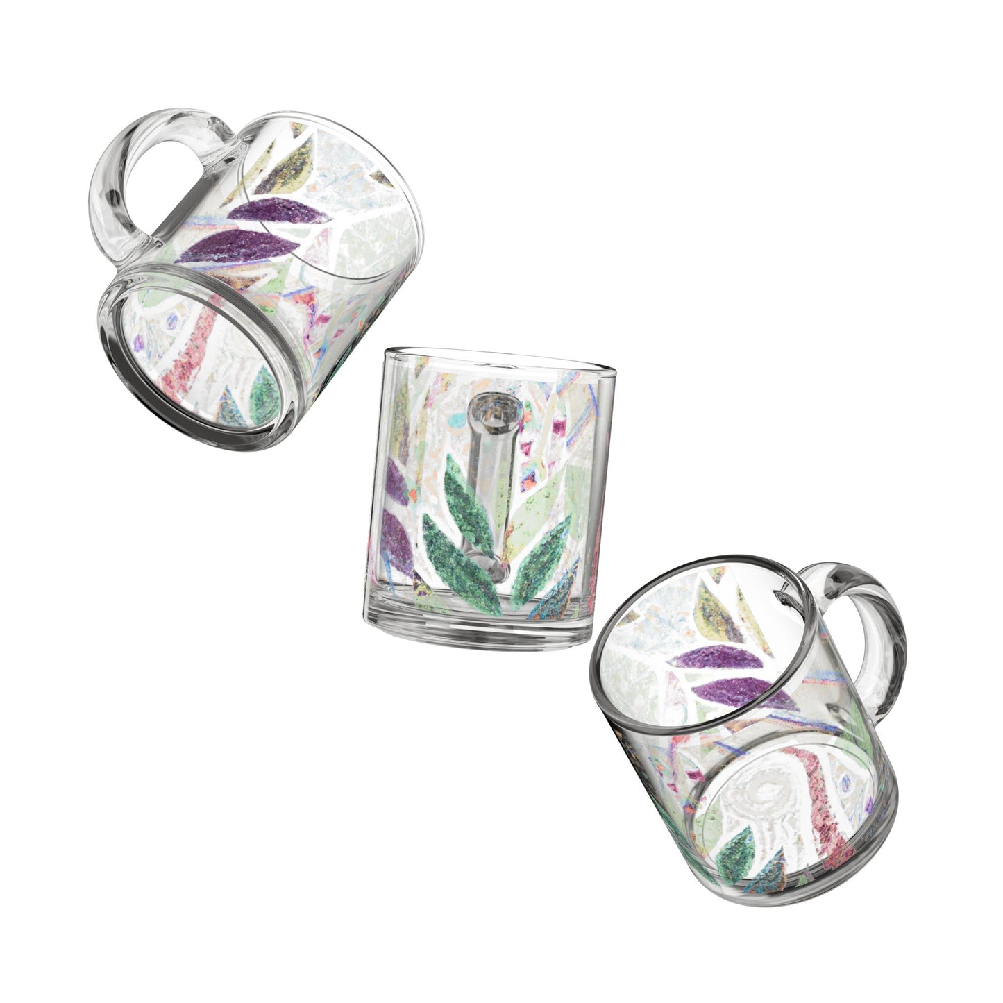 Tropical Glass Mug - 10oz Coffee Cup / Amazon Whimsy, Vintage