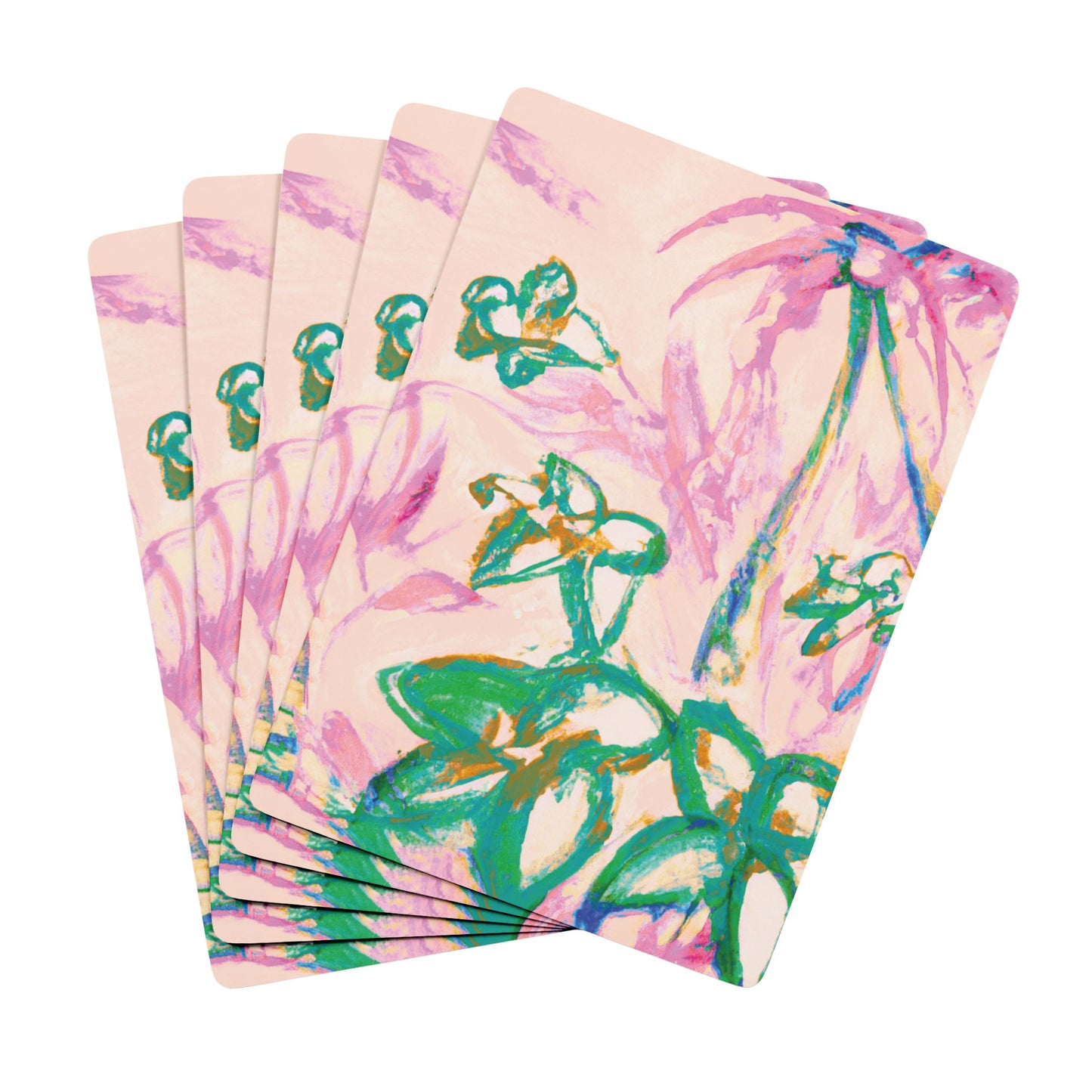Poker Playing Cards - Tropical Doodles, Pink