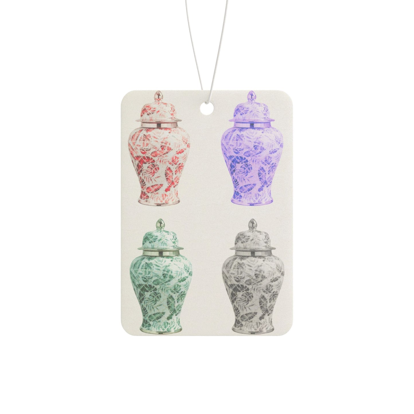 Car Air Freshener - Pop Art Tropical Ginger Jars, White