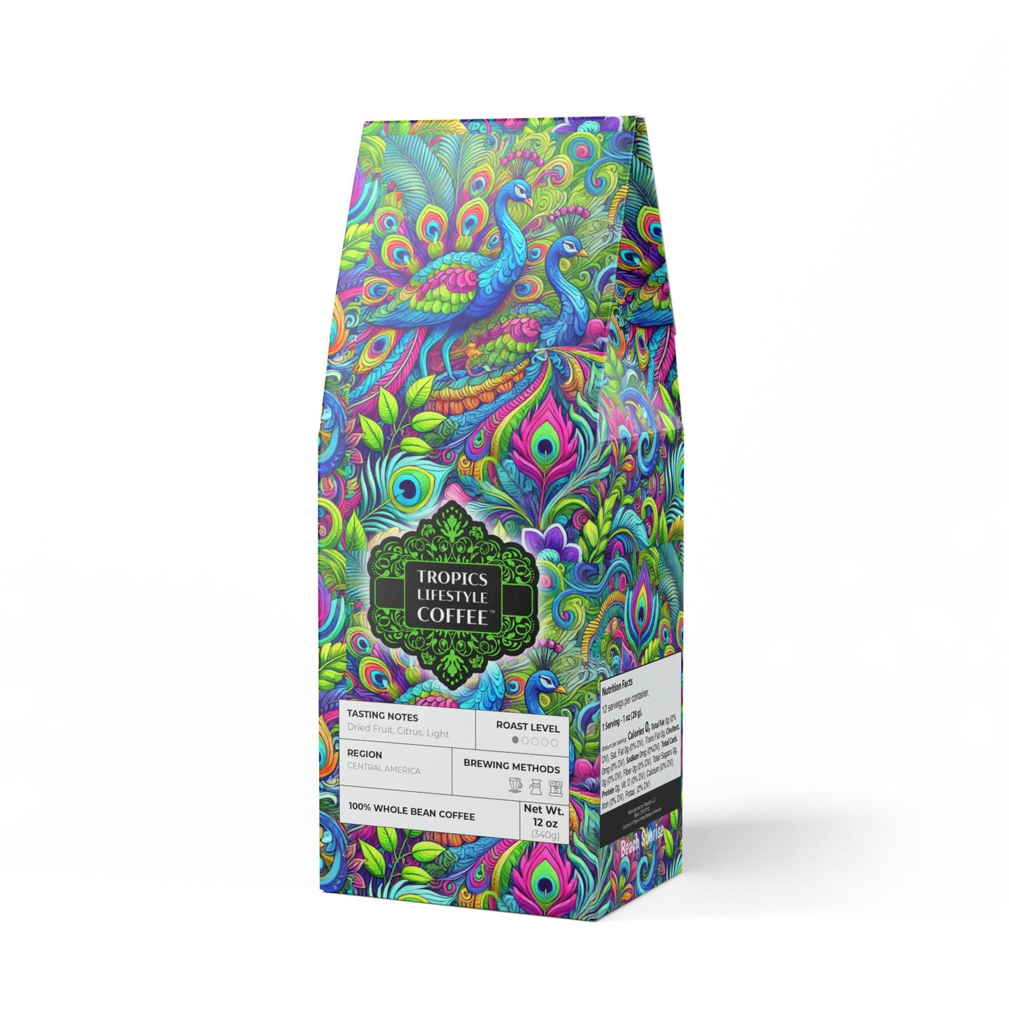 Beach Sunrise Blend™ (Light Roast) Specialty Grade Craft Coffee / Rainforest Peacocks Pop