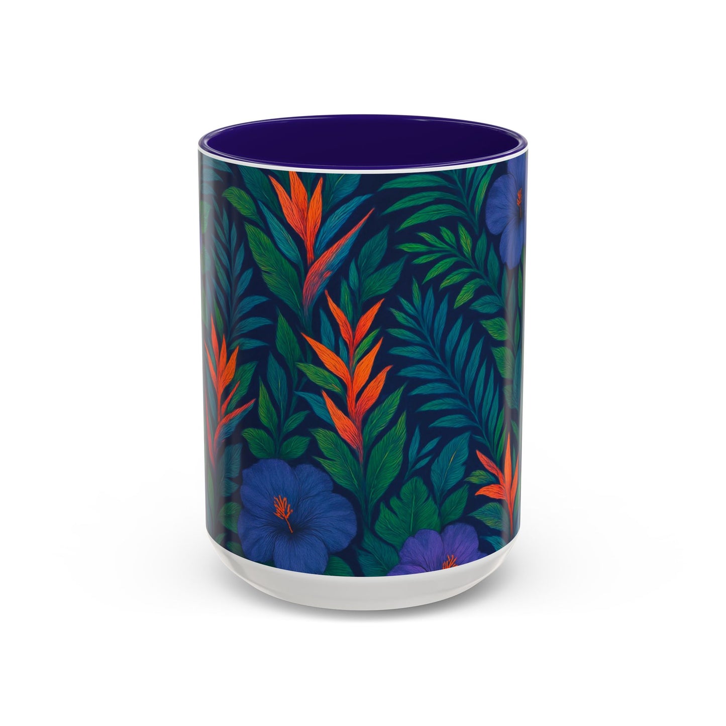 Vibrant Floral Coffee Mug - 11oz & 15oz / Midnight Flower Coral