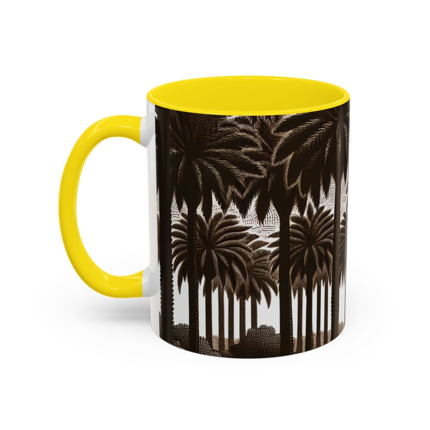 Accent Coffee Mug (11, 15oz) - Woodcut Palm Grove