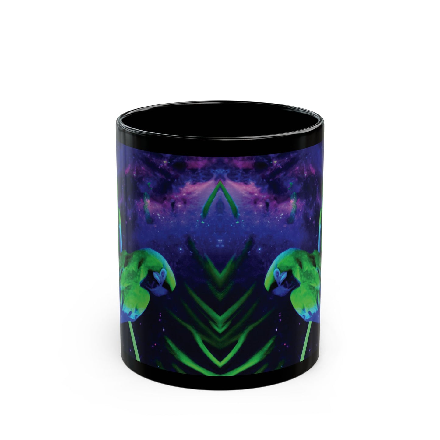 Black Coffee Mug - Galactic Parrot, 2 Sides