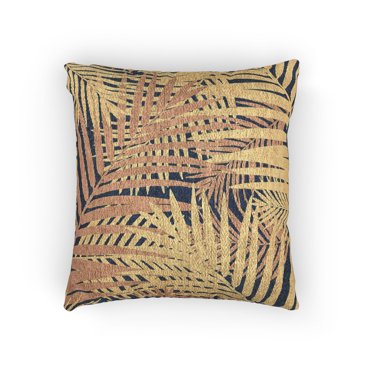 Woven Pillow, 17"W x 18"L ~ Gold Palm Leaves