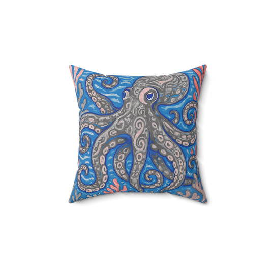 Decorative Pillow - Accent Cushion, 4 Sizes / Octopus Kraken Joe, Slate