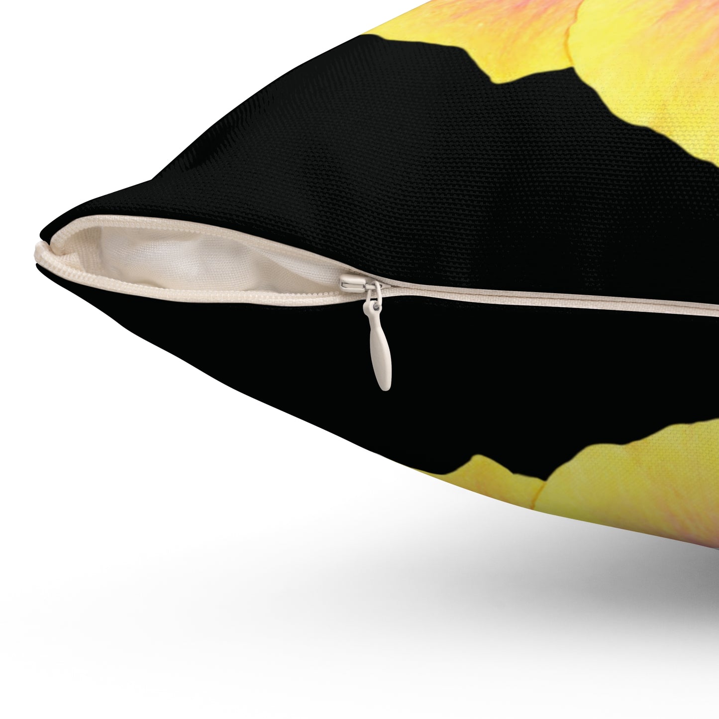 Decorative Pillow - Accent Cushion, 4 Sizes / Photo Yellow Hibiscus, Black