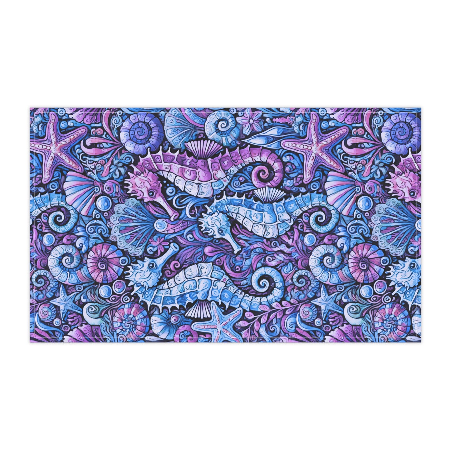 Tea Towels (cotton, poly), Seahorse Trio, Blue