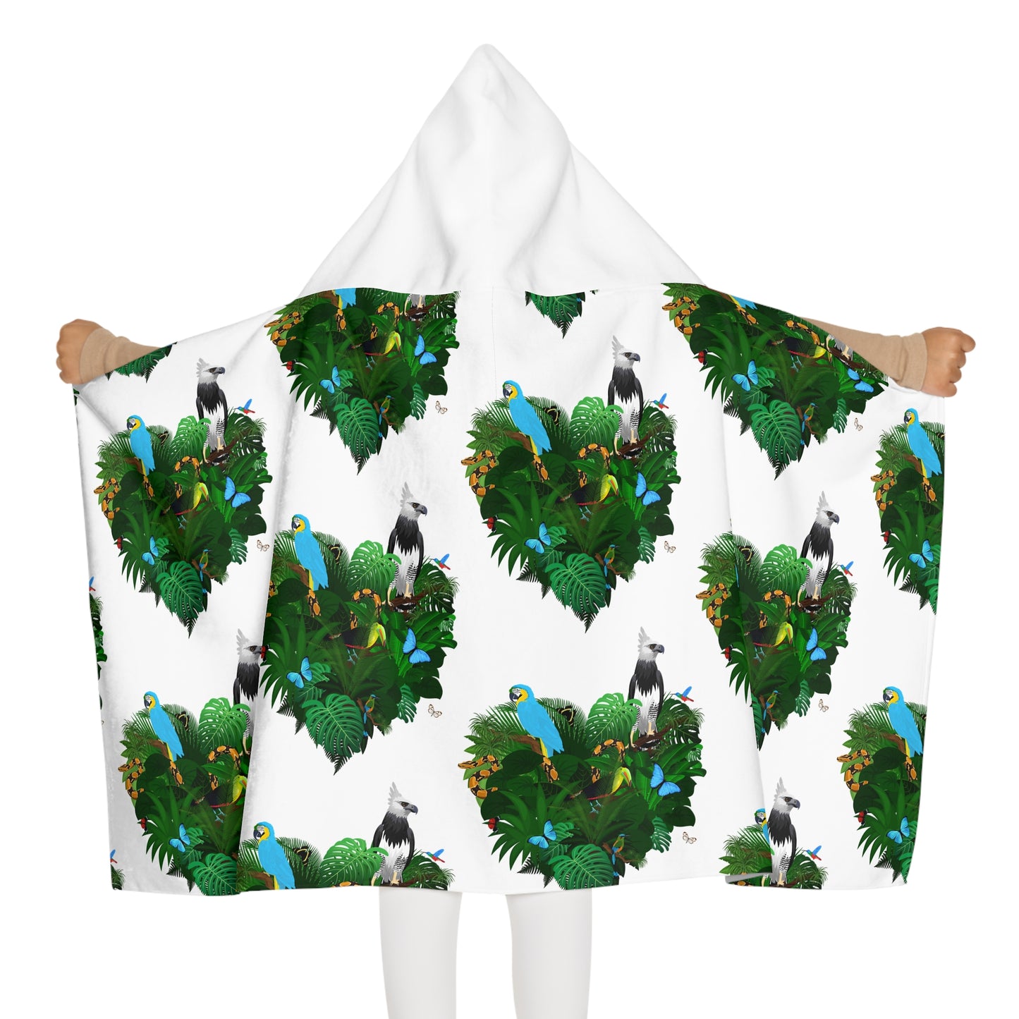 Tropical Kids Hooded Towel - Fun Design for Beach & Bath / Rainforest Love