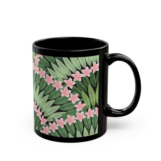 Plumeria and Palms Black Coffee Mug