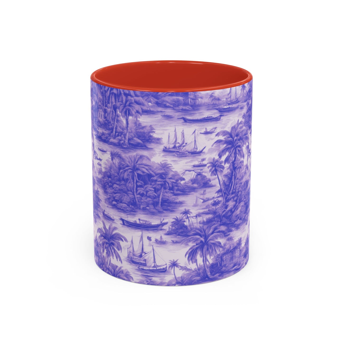 Accent Coffee Mug (11, 15oz), 8 Colors - Tropical Toile #1, purple