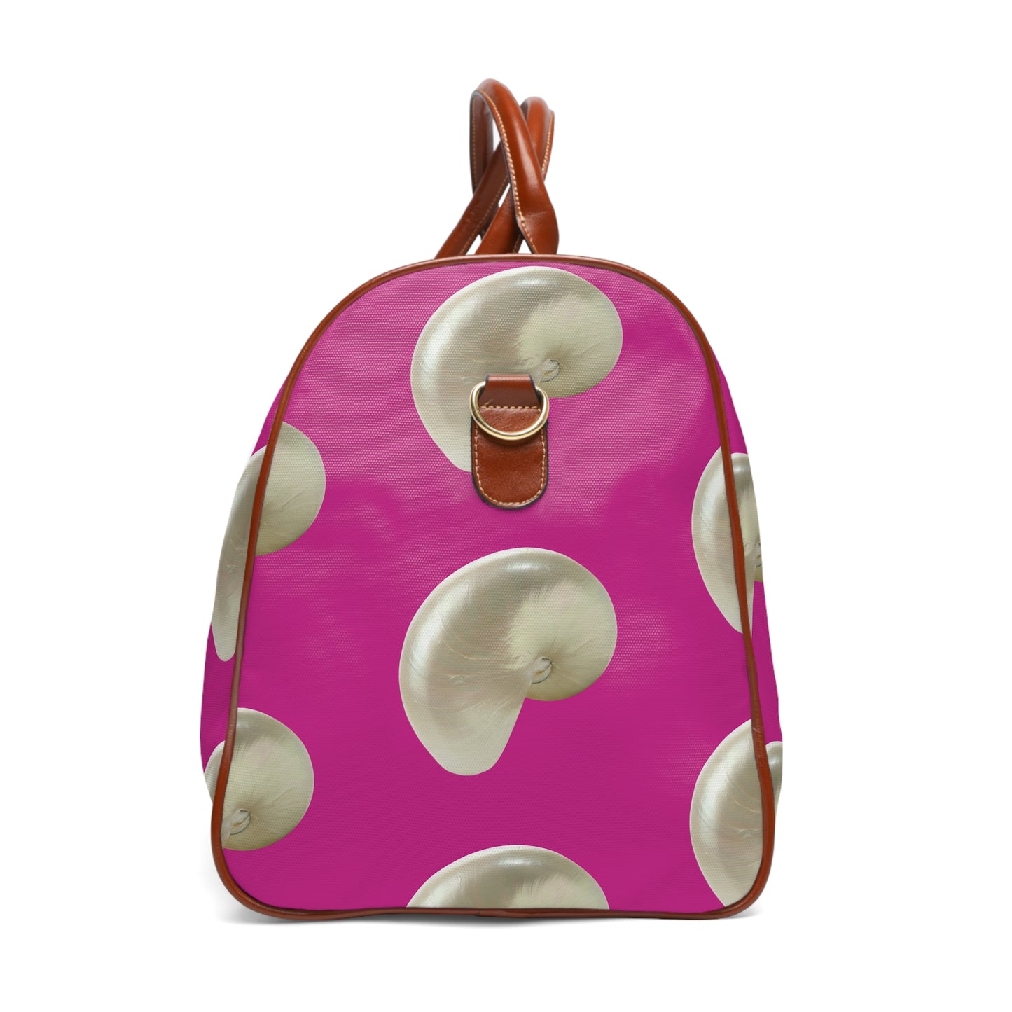 Tropical Waterproof Travel Bag - Perfect for Beach Getaways / Real White Nautilus Shells, Pink