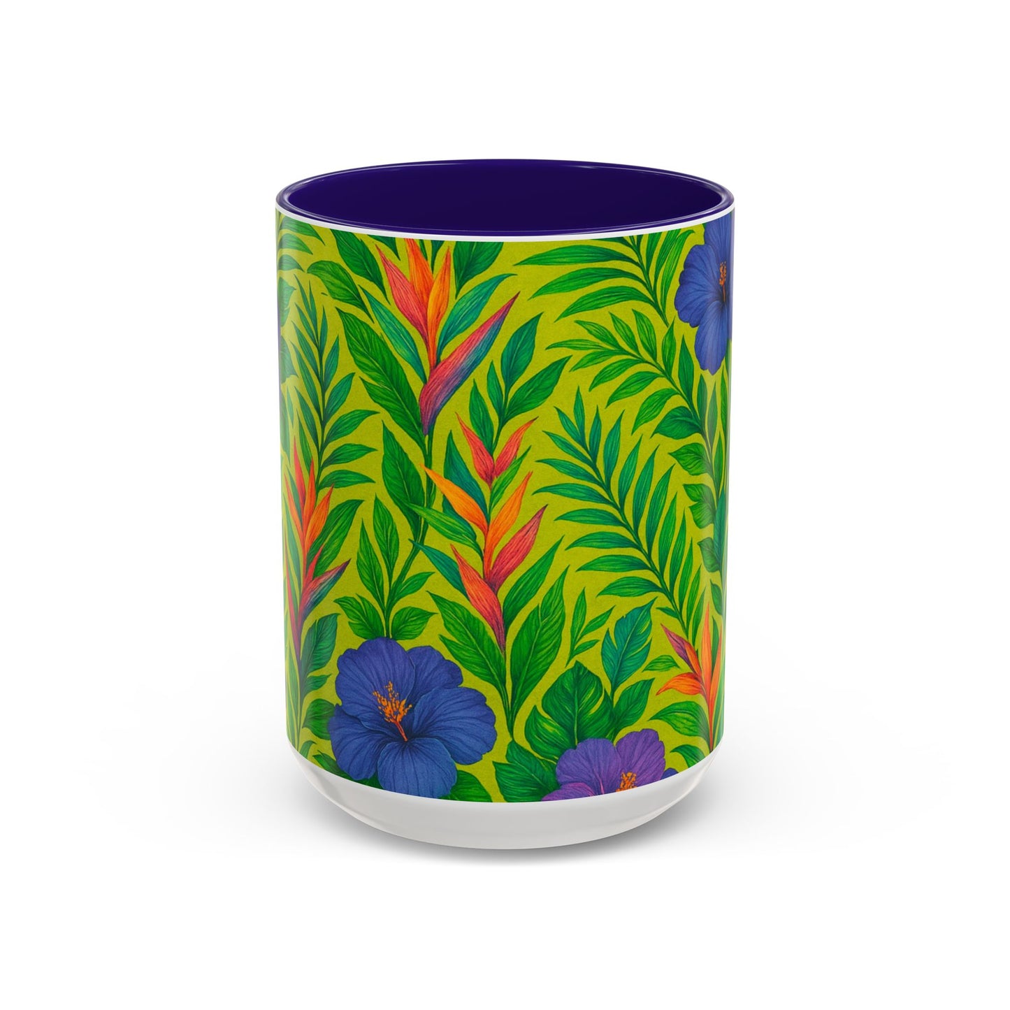 Vibrant Floral Coffee Mug - 11oz & 15oz / Midnight Flower Lime