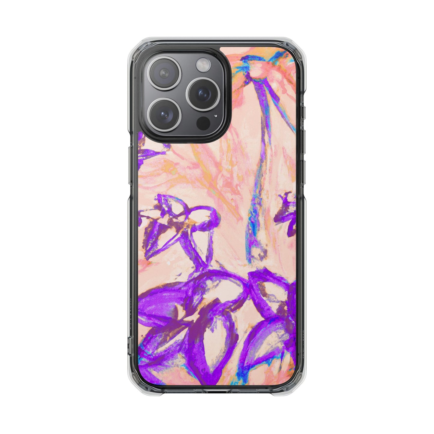 Tropical Doodles/Peach Magnetic Clear Phone Case, Many Models