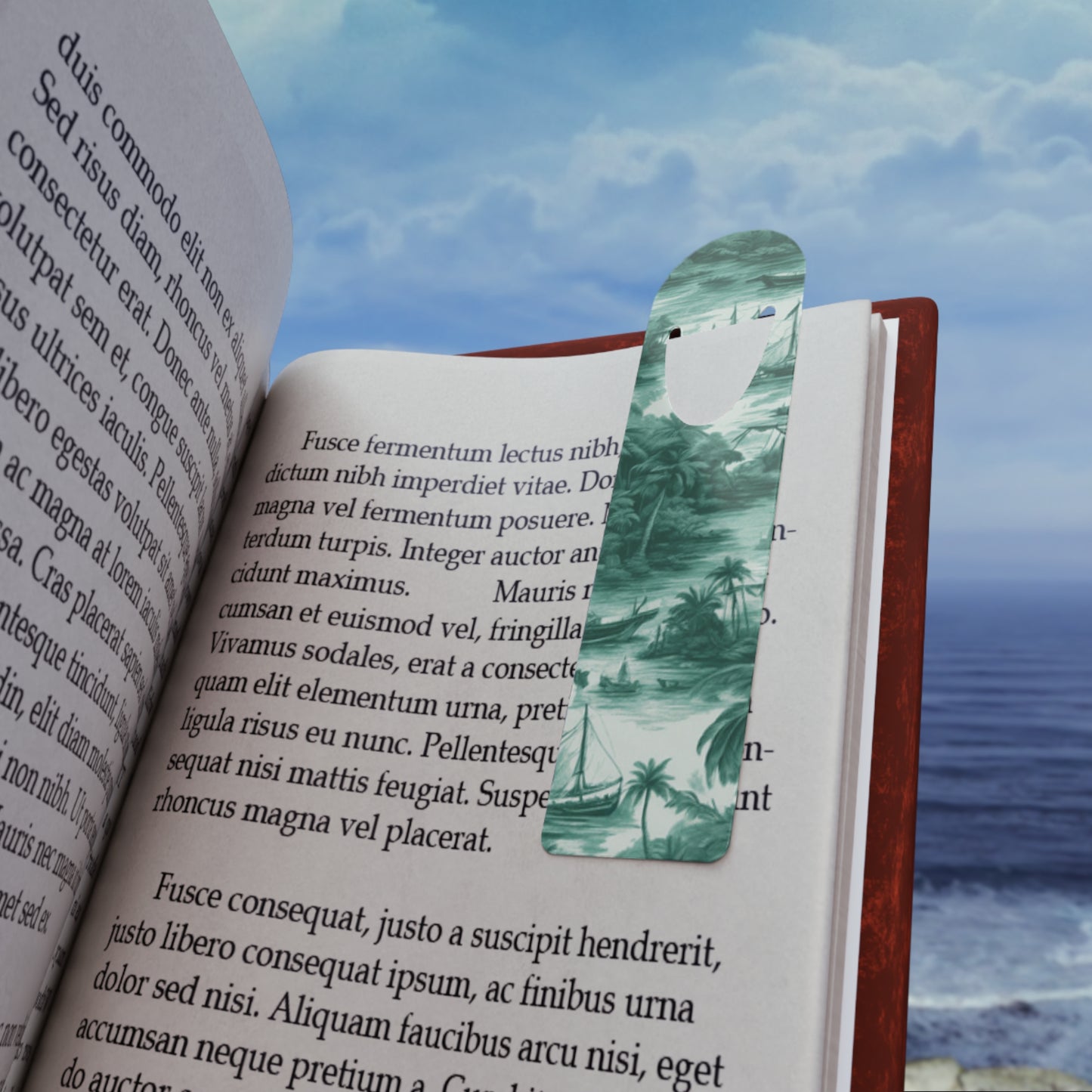 Bookmark - Aluminum, Tropical Toile, Evergreen