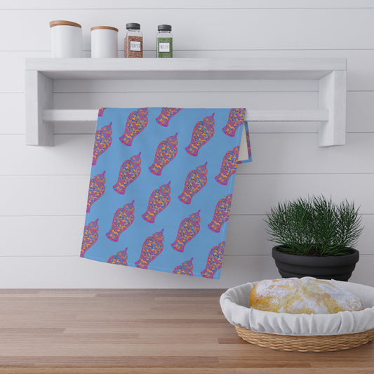 Tea Towels (cotton, poly), Heatwave Ginger Jar repeat light blue