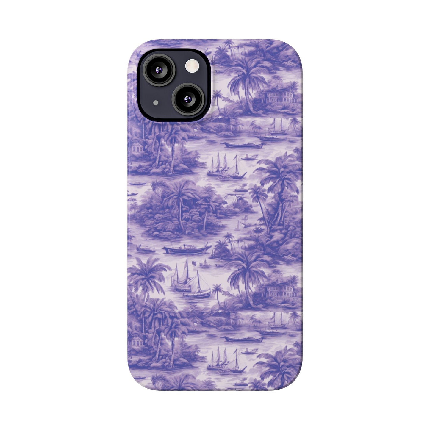 Slim Phone Cases - Tropical Toile #1, purple