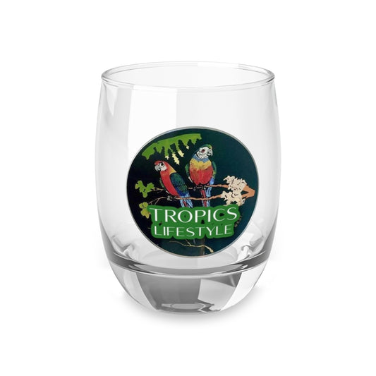 Whiskey Glass, Two Brazilian Parrots