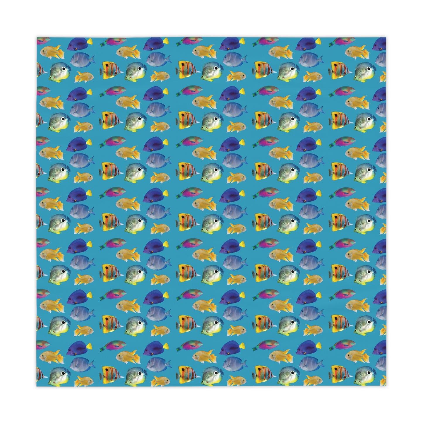 School of Fish/Turquoise Tablecloth, 55" x 55"