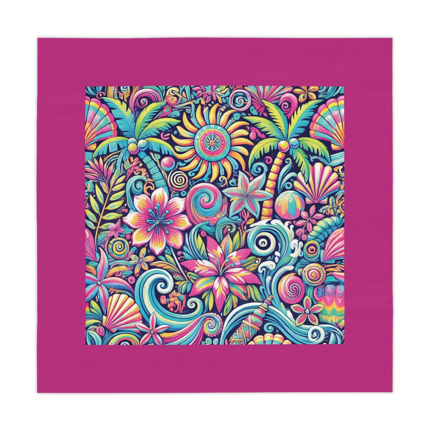 Happy Tropics/Pink ~ Square Tablecloth, 55" x 55"