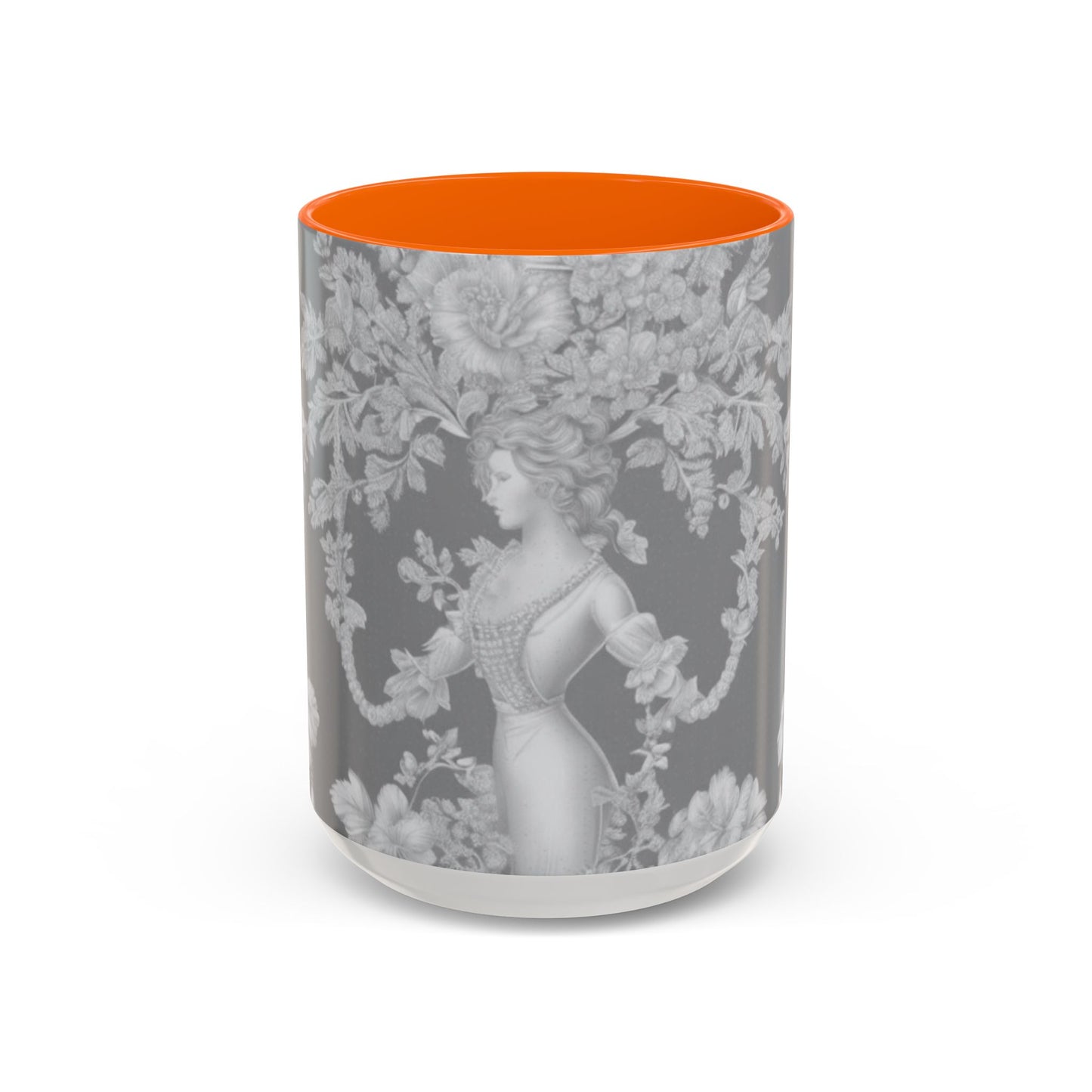 Accent Coffee Mug (11, 15oz), Pearl Lady Toile/Slate, Various Colors