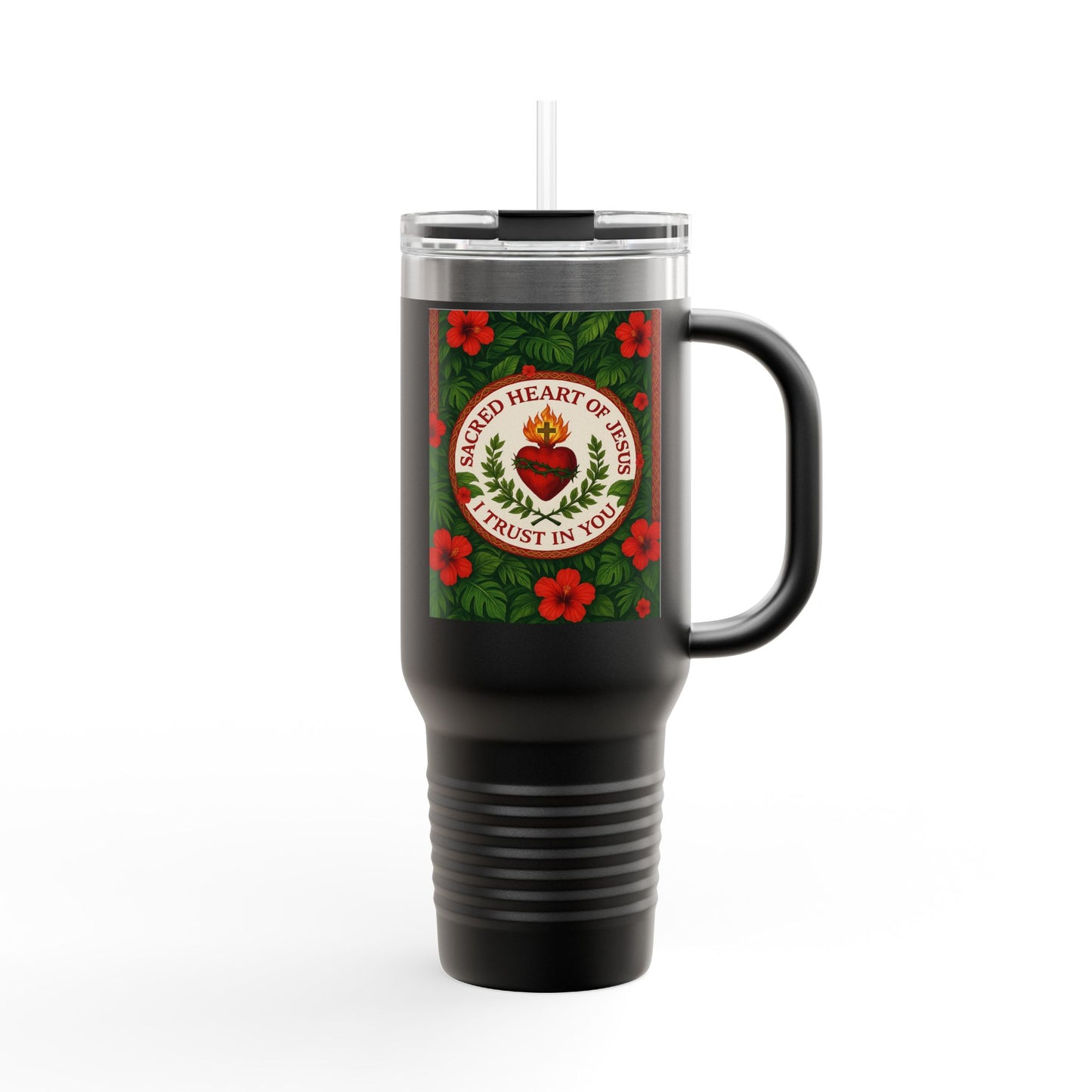 Religious Insulated Travel Mug, 40oz / Sacred Heart of Jesus - Perfect for Outdoor Adventures