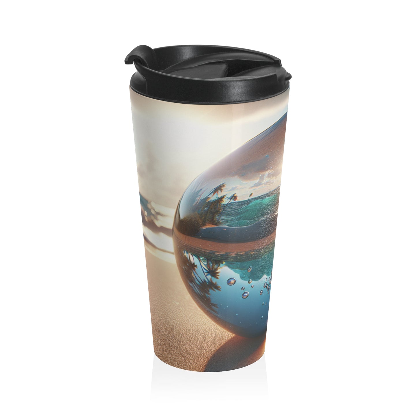 Copy of 15 oz. Stainless Steel Travel Mug / Faraway Trip Toile, Noir Black