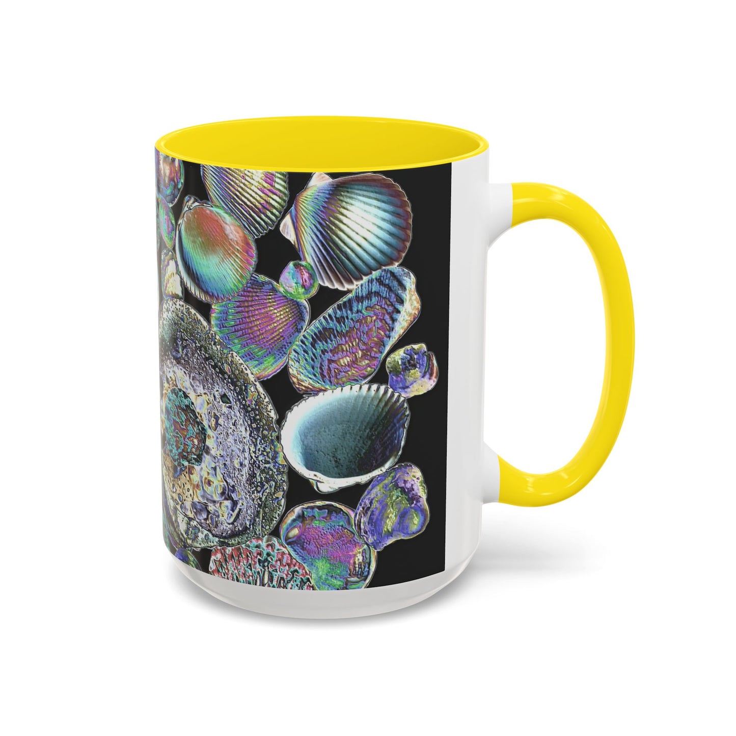 Iridescent Shells Accent Coffee Mug | Unique Sea-Inspired Drinkware / Heatwave Shell Collection