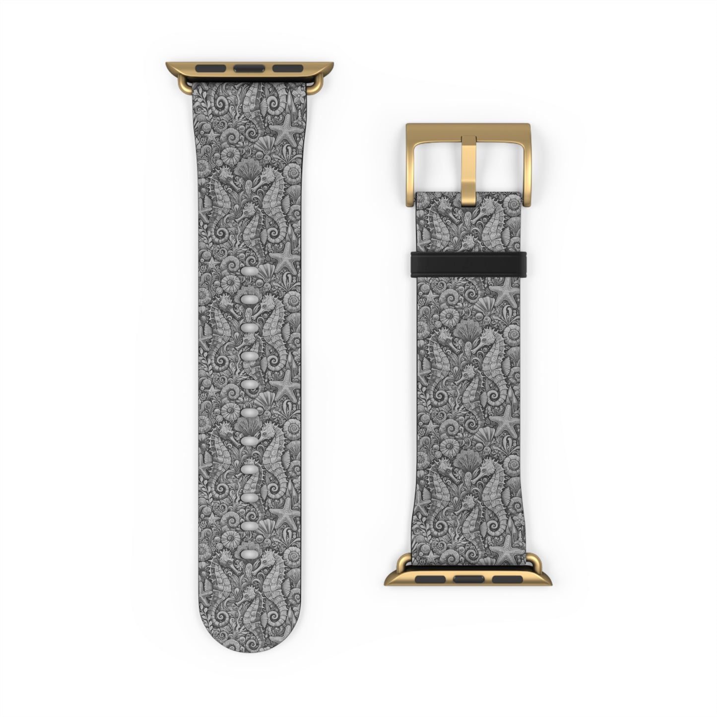 Apple Watch Band - Tropical Seahorse Trio, Noir