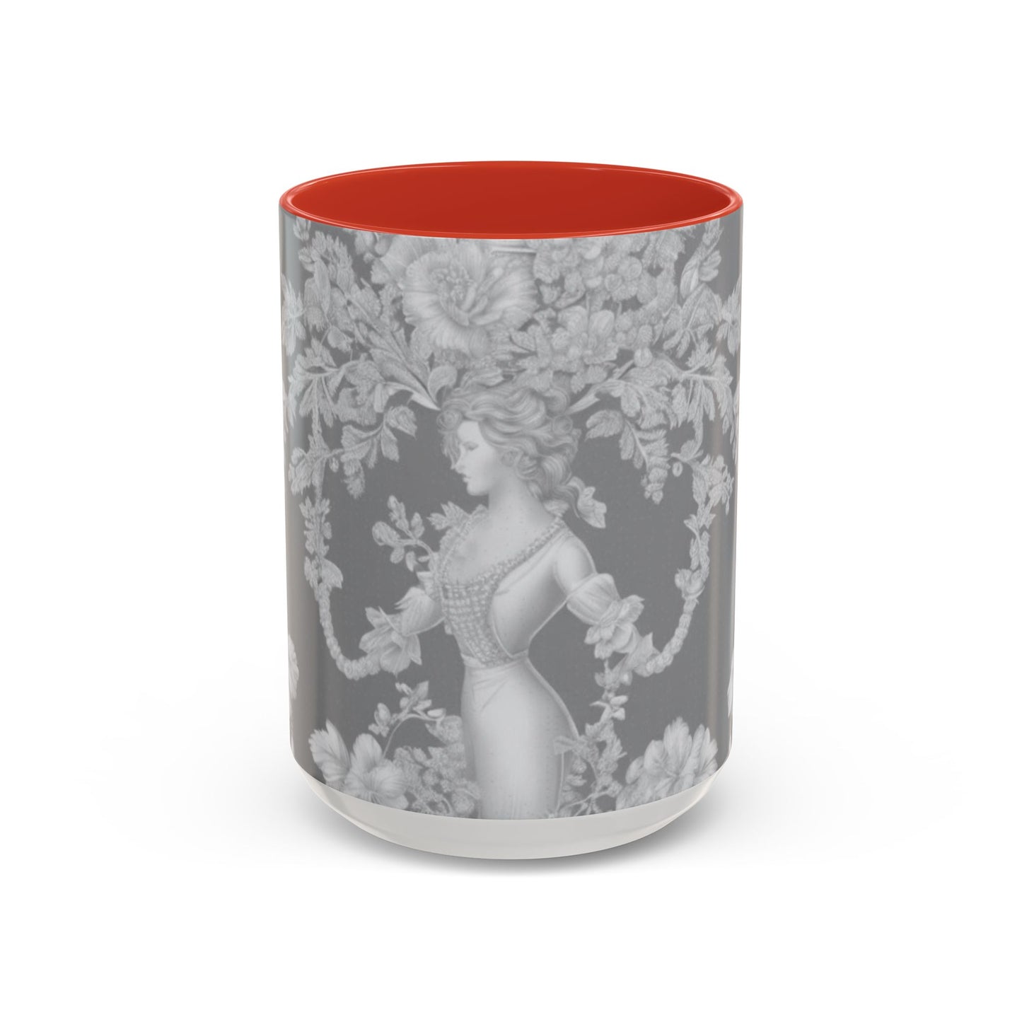 Accent Coffee Mug (11, 15oz), Pearl Lady Toile/Slate, Various Colors