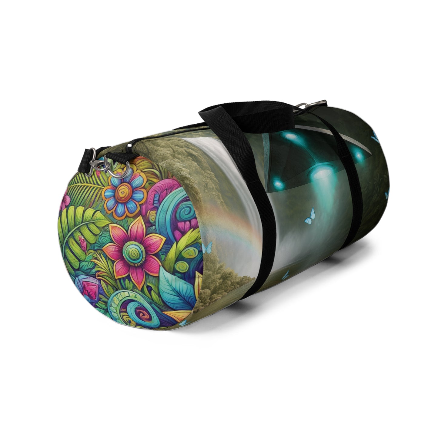 Tropical Duffel Bag - Perfect for Travel and Gym / UFO and Waterfall