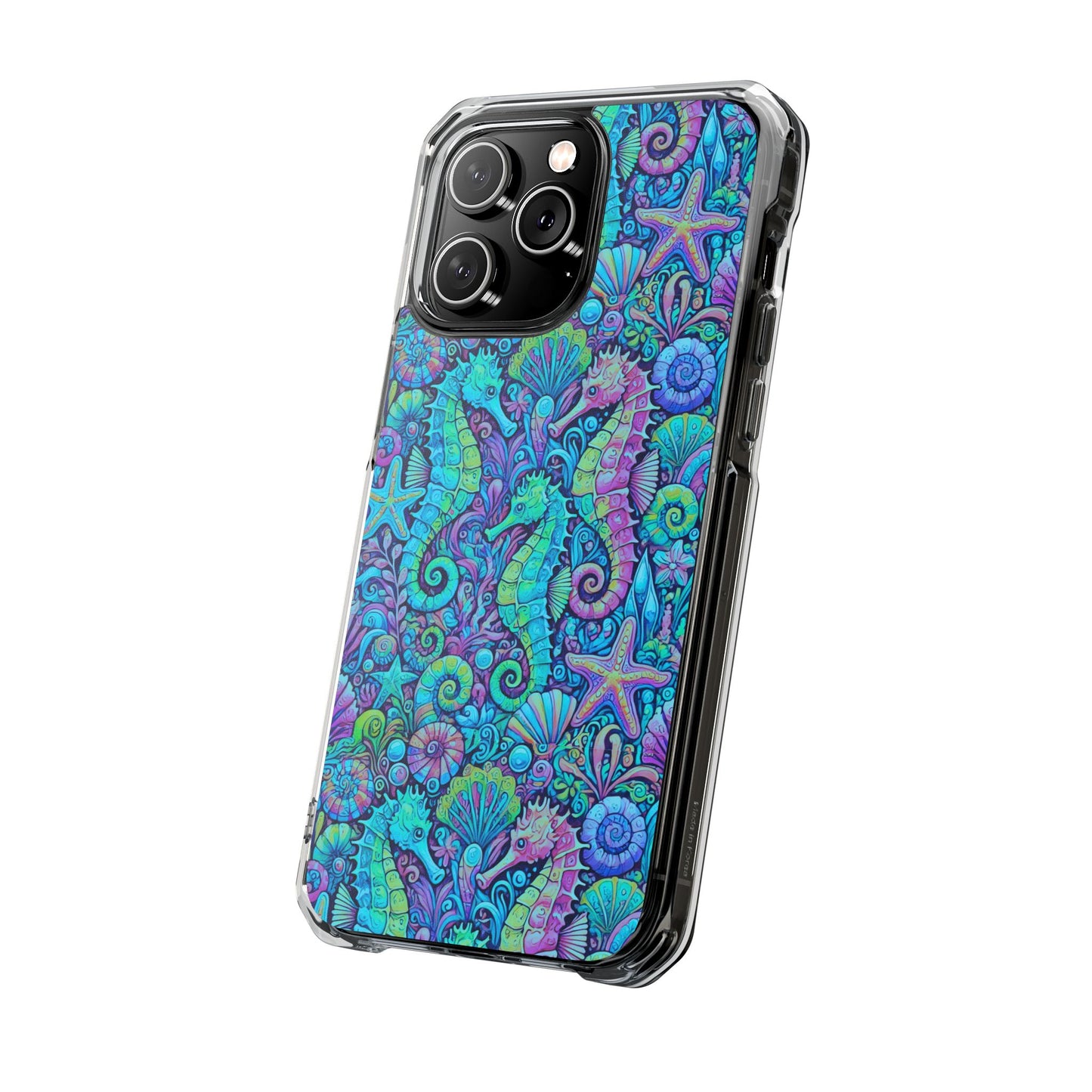 Seahorses/Turquoise POP Magnetic Clear Phone Case, Many Models