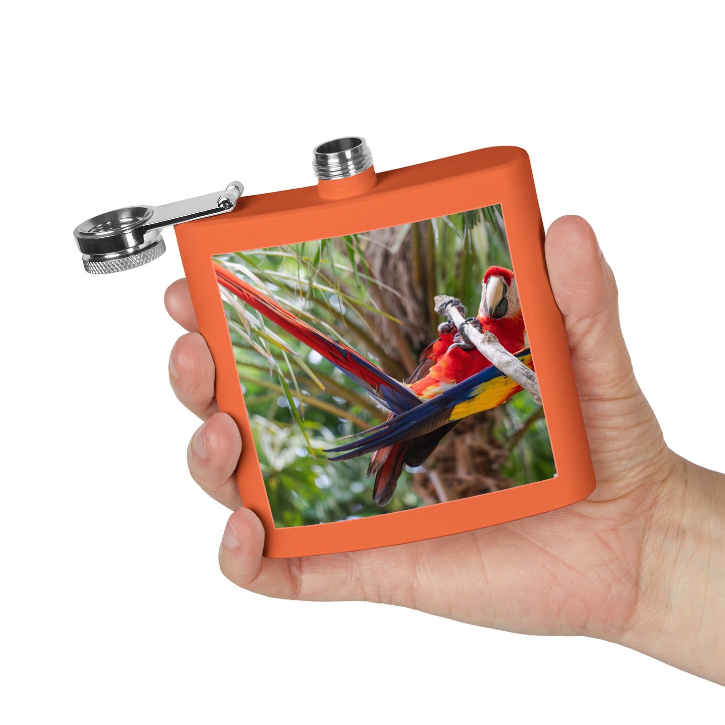 Tropical Stainless Steel 6 oz. Flask, Many Colors  – Perch Up! Parrot