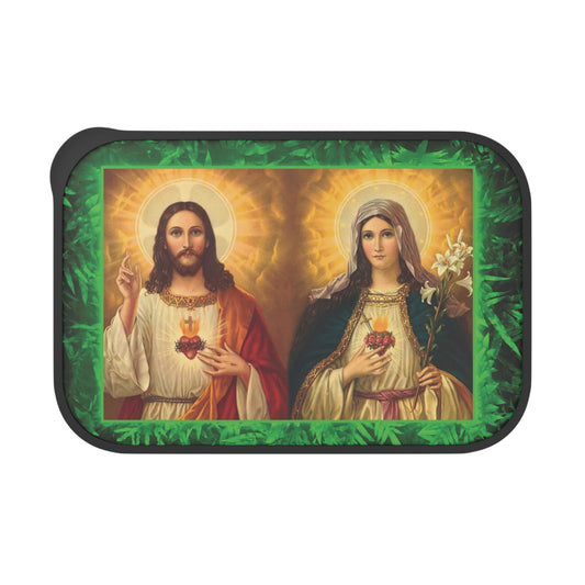 Bento Box with Utensils - Religious Tropical Glow Jesus and Mother Mary