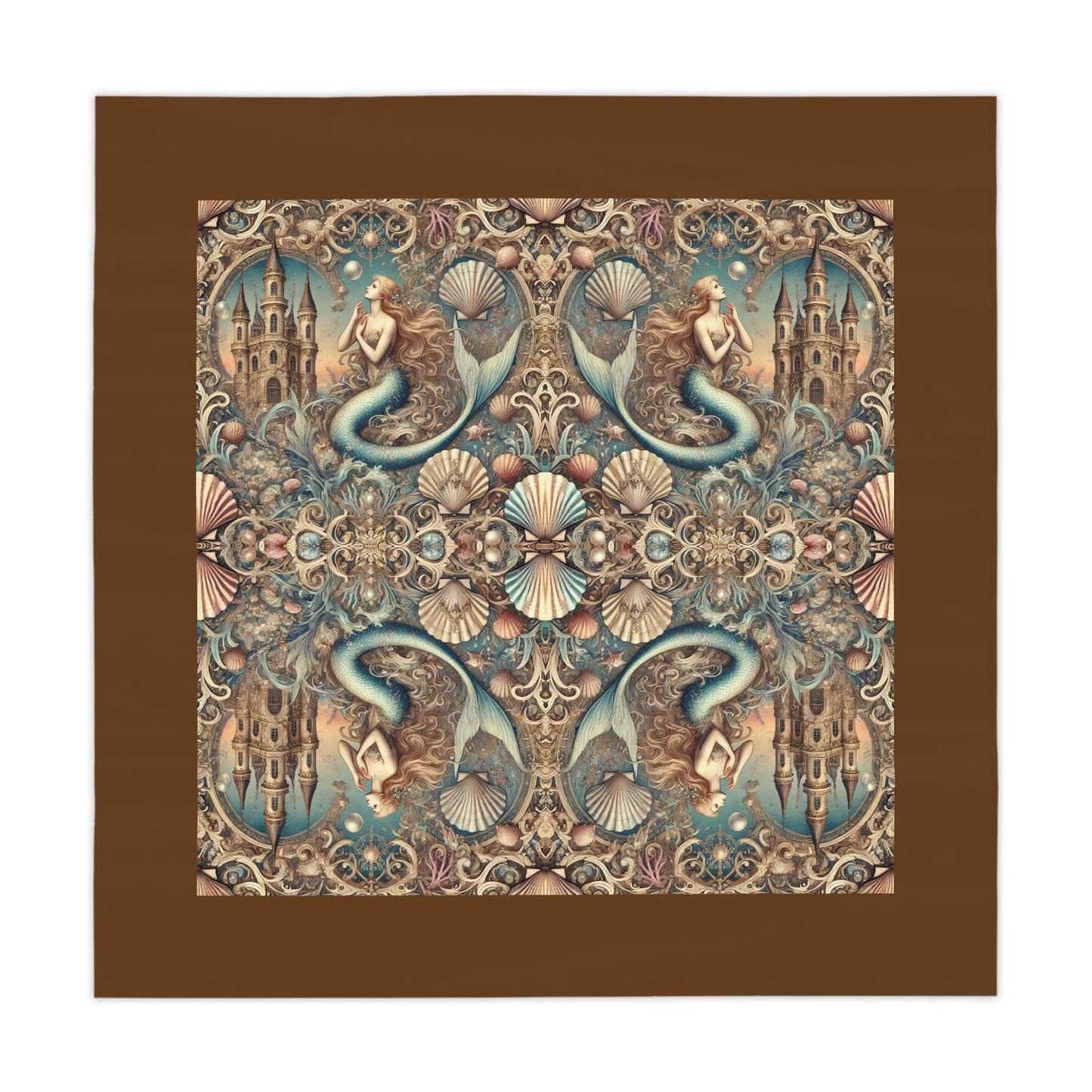 Kaleido Mermaid/Brown Tablecloth, 55" x 55"