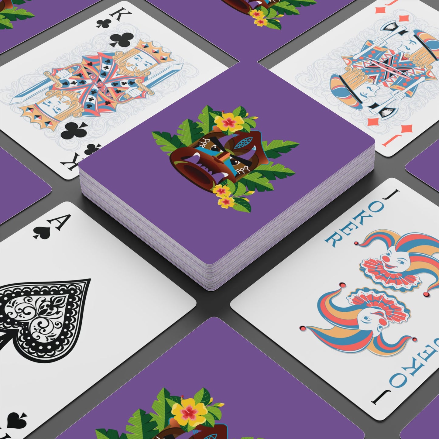 Poker-Sized Playing Cards - Tiki Boss Kimo, lt. purple