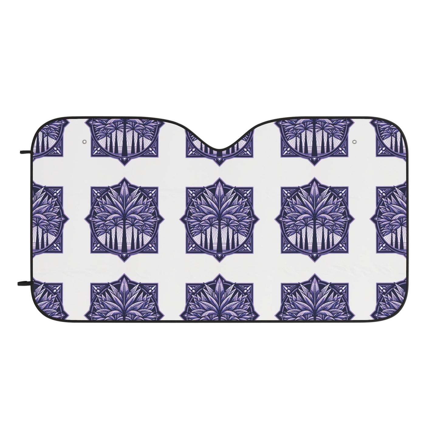 Tropical Car Sun Shades / Art Deco Palms, Pure Purple