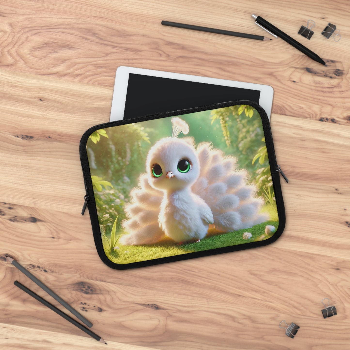 Tropical Laptop Sleeve, 5 Sizes - Perfect for Rainforest Lovers & Students / Baby White Peacock