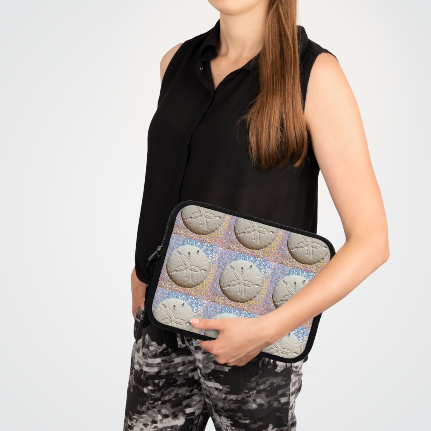 Tropical Laptop Sleeve, 5 Sizes - Perfect for Beach Lovers & Students / Disco Sand Dollar, Repeat