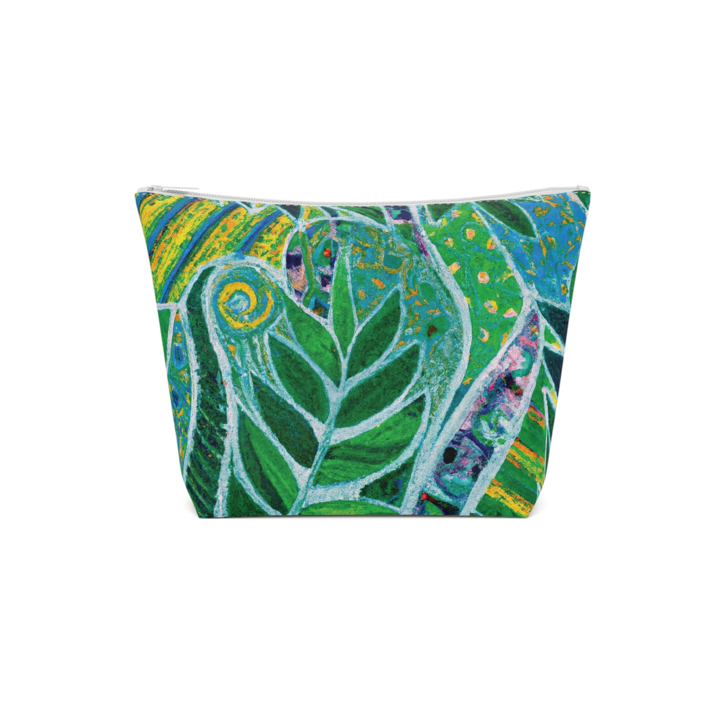 Tropical Cotton Cosmetic Bag, Makeup Pouch, 5 Sizes / Amazon Whimsy, Green
