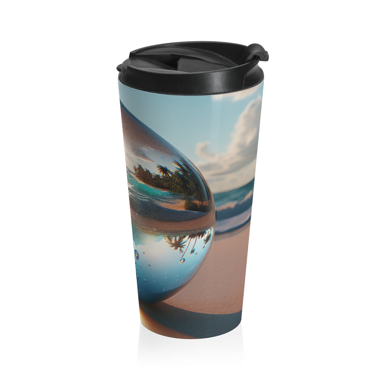 Copy of 15 oz. Stainless Steel Travel Mug / Faraway Trip Toile, Noir Black