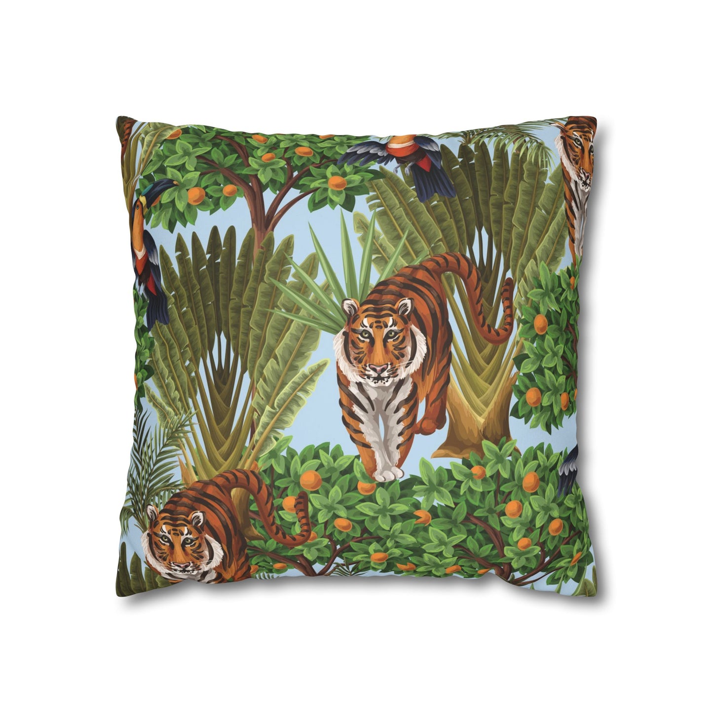 Faux Suede Square Pillowcase - Tiger Haven Blue