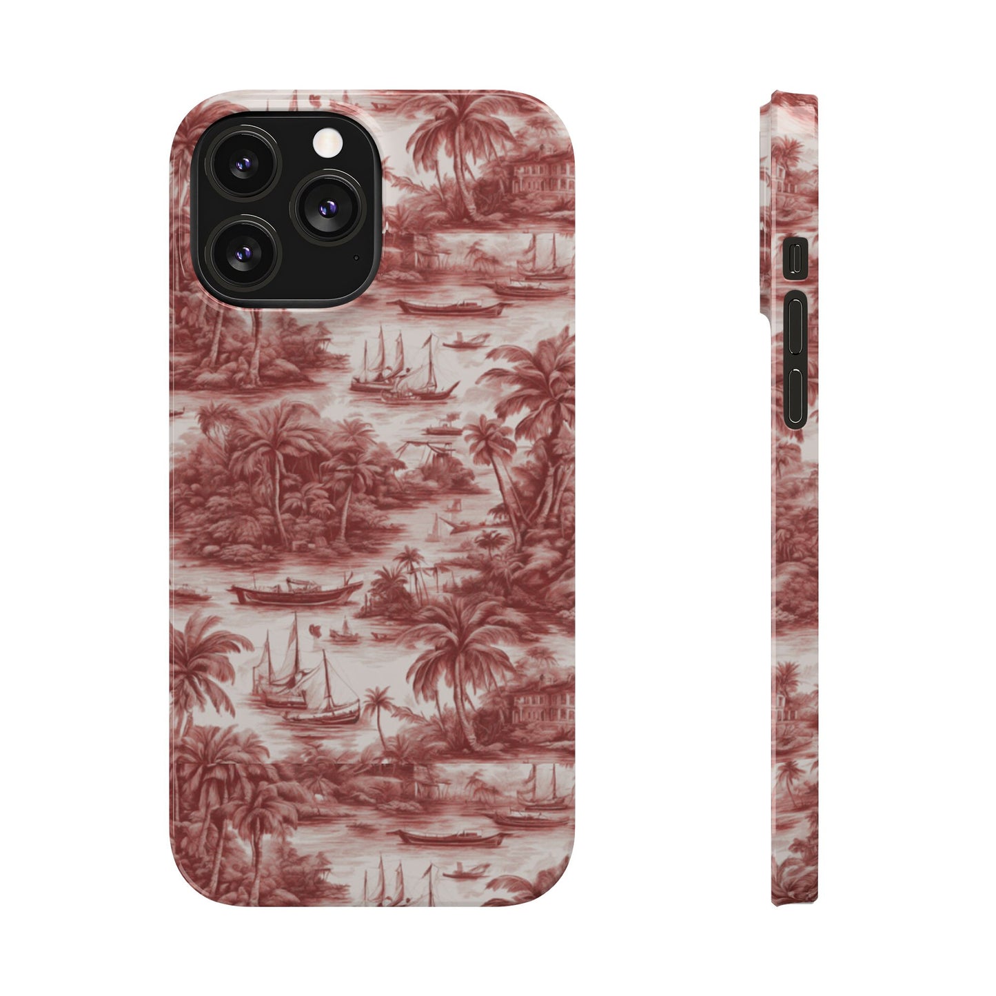 Slim Phone Cases - Tropical Toile #1, russet