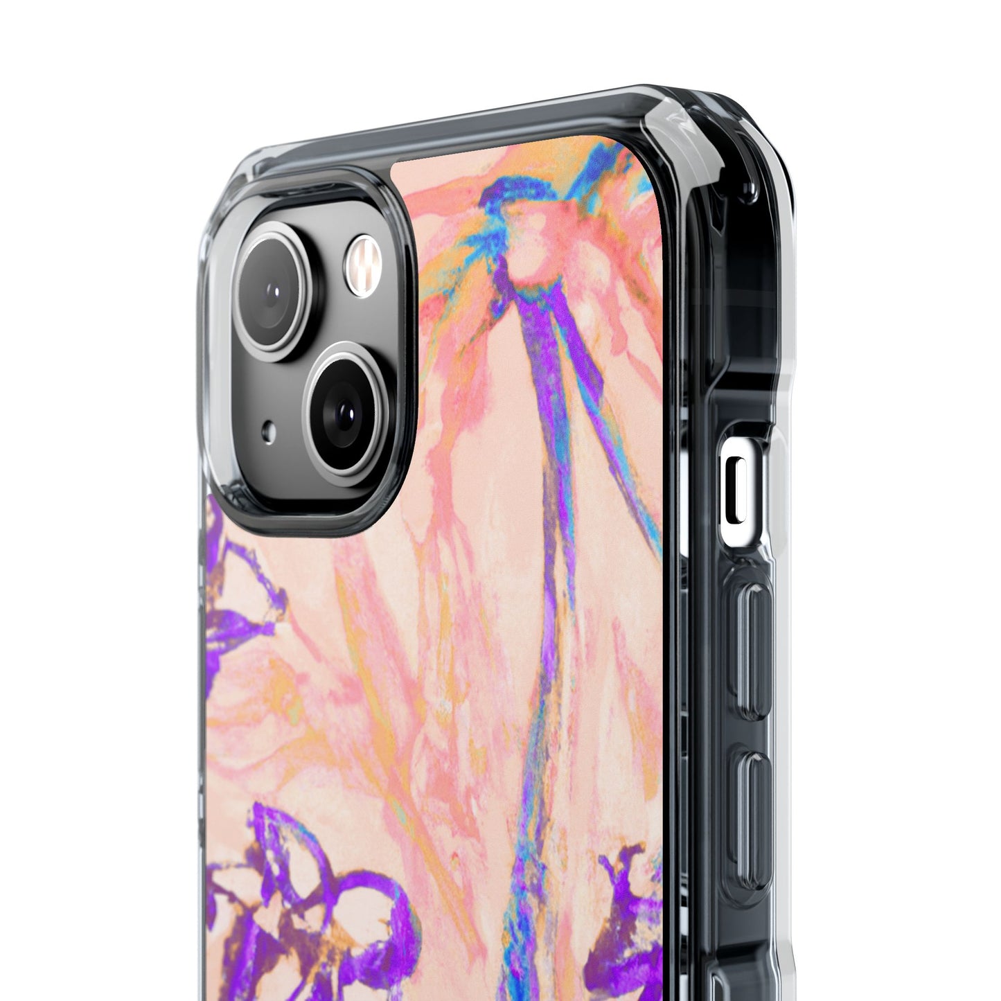 Tropical Doodles/Peach Magnetic Clear Phone Case, Many Models