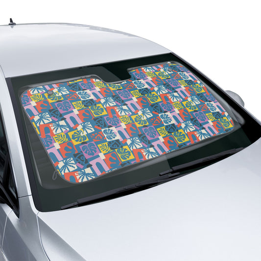 Tropical Botanical Car Sun Shades / Boho Tiki Monsteras