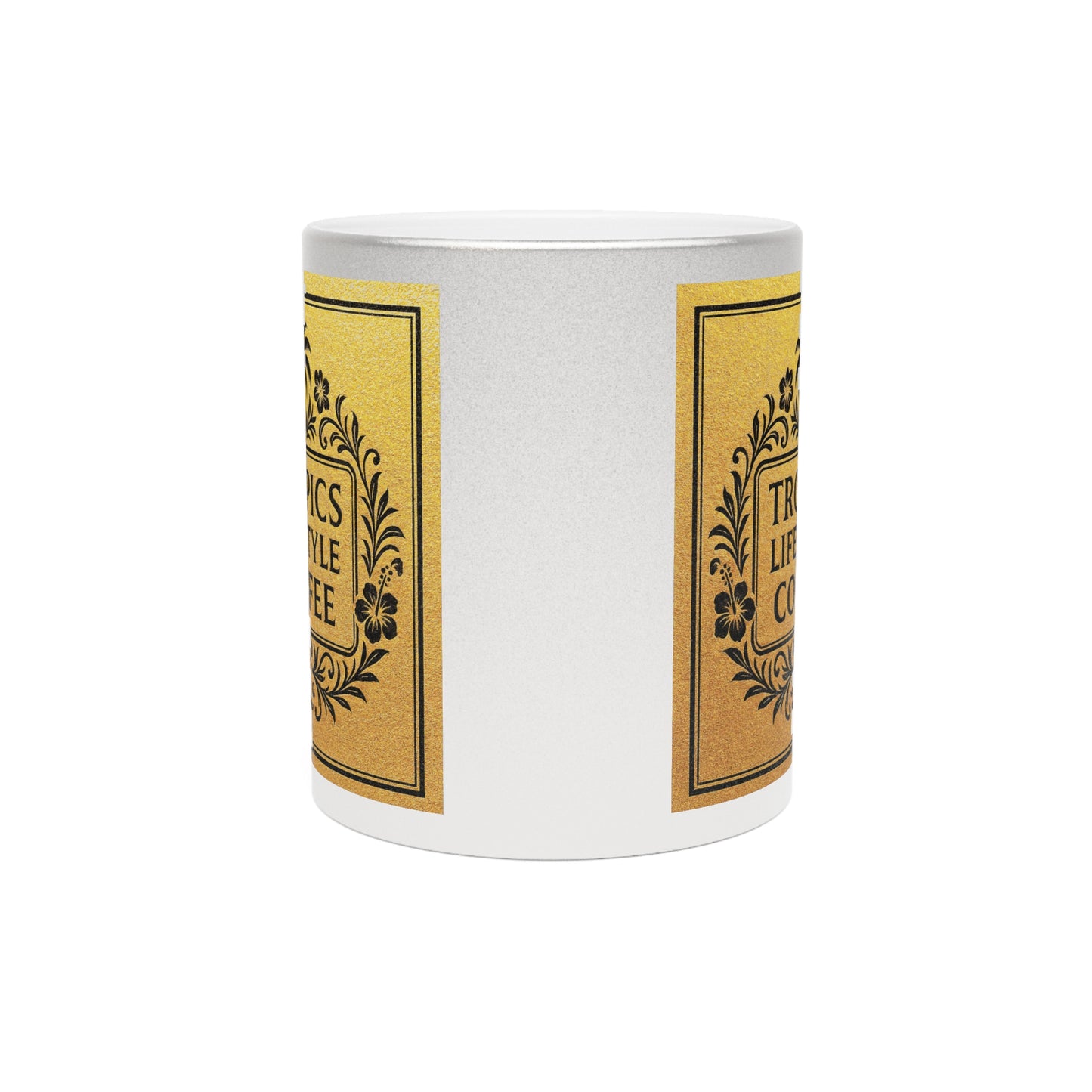 Copy of Tropical Metallic Mug, Gold or Silver - Tropics Lifestyle Coffee, Black/Green Logo